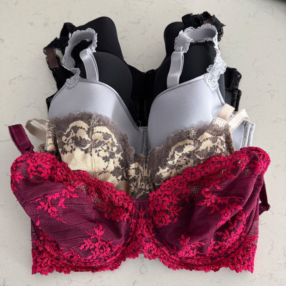 Wacoal Bra Lot 5pc 36DD Lace Finesse Retro Chic Basic Beauty Underwire Bundle